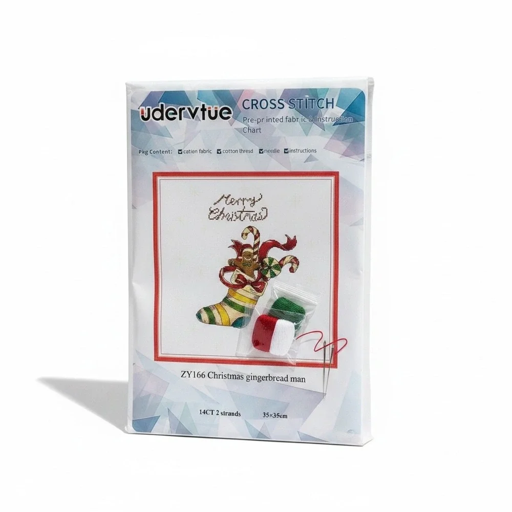 Udervtue Christmas Gingerbread Man‎ Cross Stitch Kit 14CT 35x35cm NEW